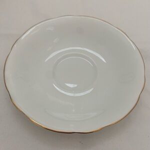 Society England 1801 Footed Saucer 
All White Gold Trim Scalloped